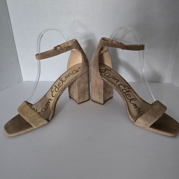 Sam Edelman Daniella Beige Suede Block Heel Sandal Size 8.5 - Picture 4 of 8